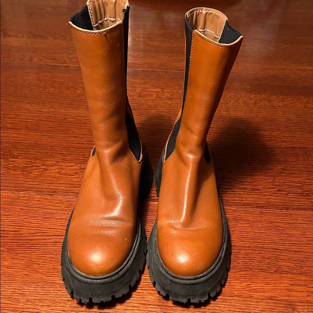 Zara Brown Platform Boots